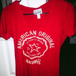 red Harrah’s v neck!